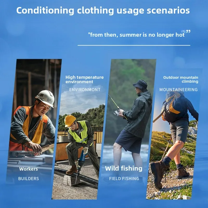 2025 New Fan Ice Sunscreen Clothes Men's Summer Cooling Air Conditioning Coat High Temperature Fishing Refrigeration Work Jacket