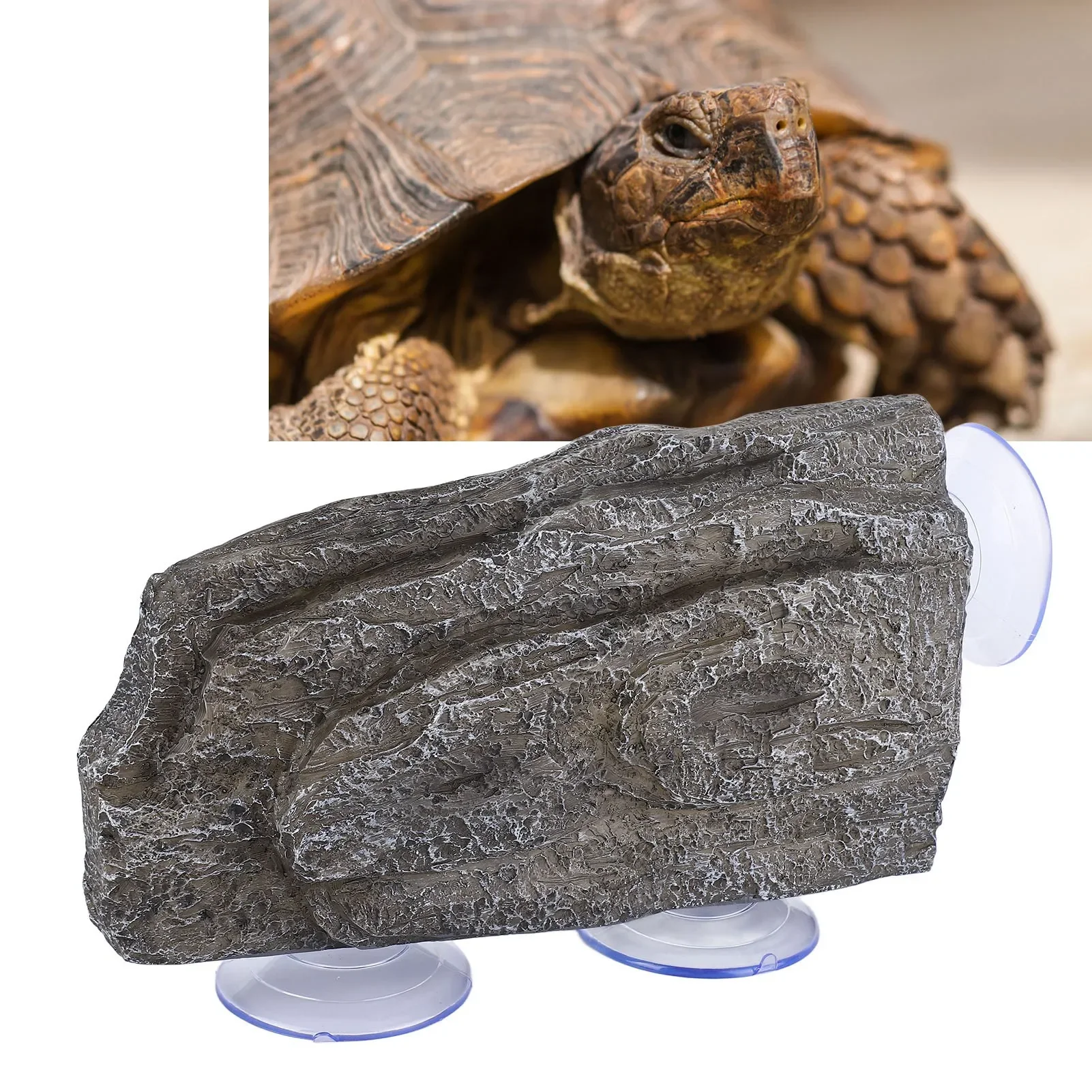 Turtle Basking Platform Prevent Slip Realistic Rock Shape Resin Turtle Dock Basking Area For Reptile Rock Turtle Simulation