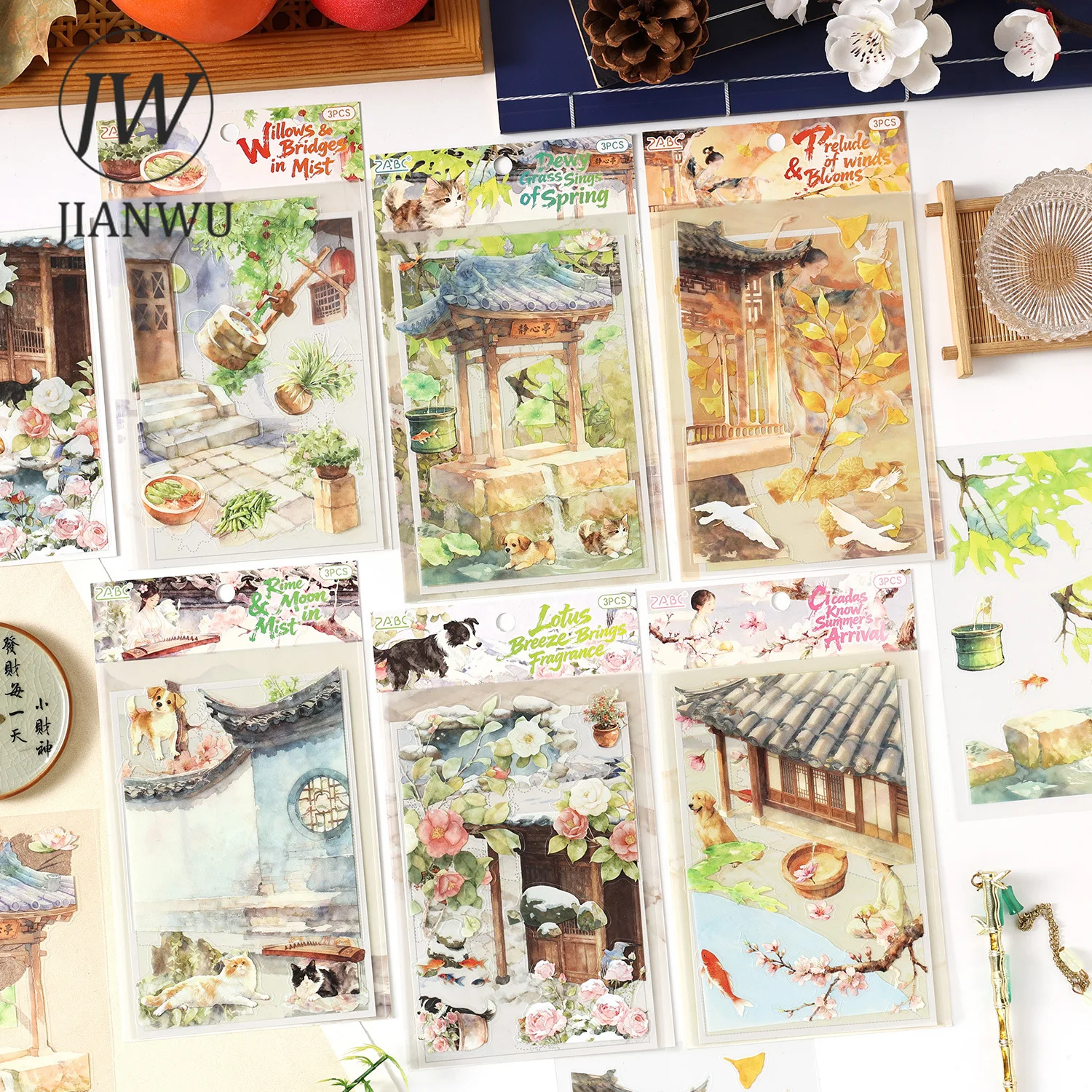 JIANWU Seasons of Blossom Series Vintage Flower Garden Landscape Material CollagePET Sticker Creative DIY Journal  Stationery view 2