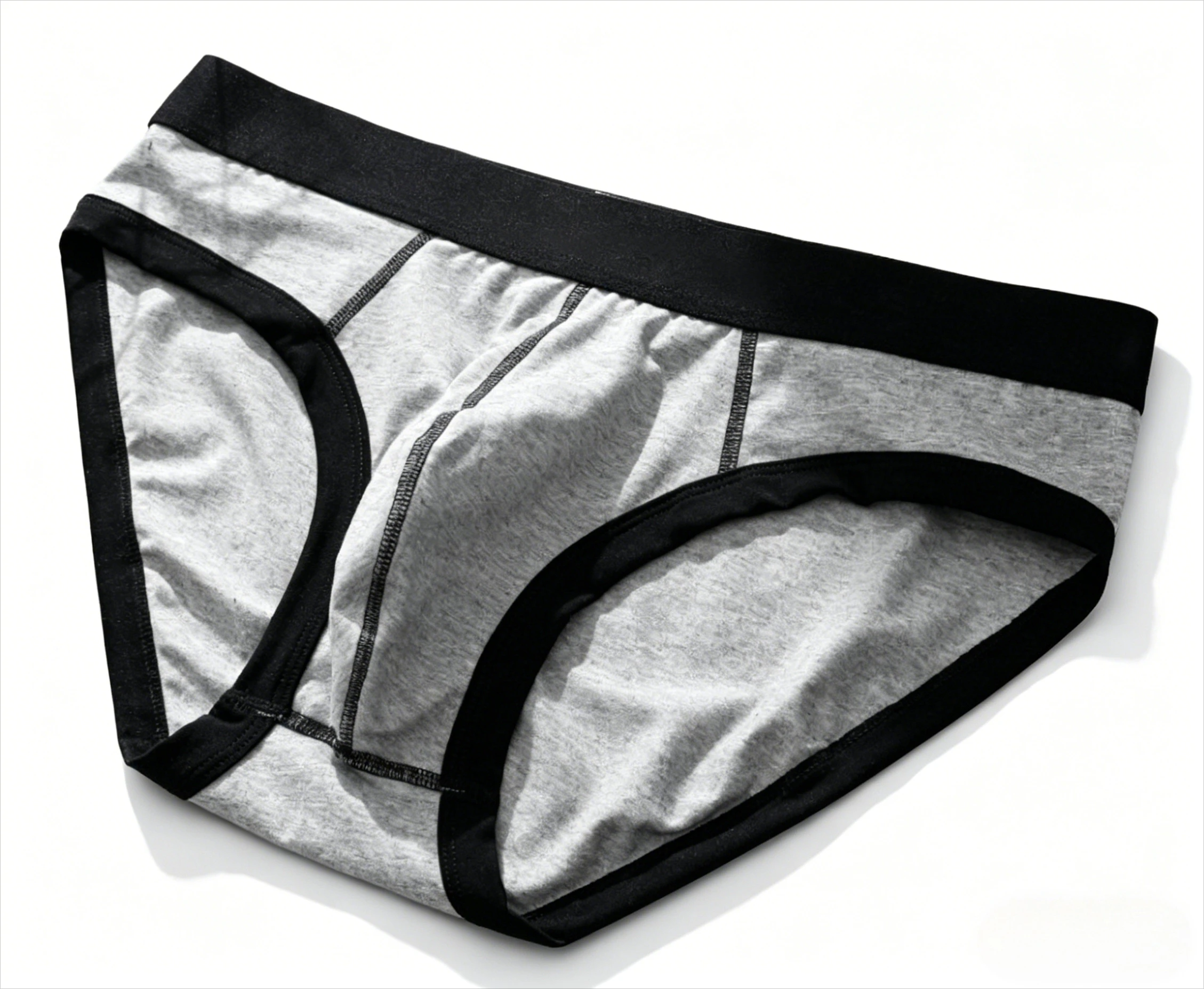 Men's Cotton Briefs - Low Waist Sexy Underwear with Contrast Trim Youth Fashion U Convex Pouch Sports Underpants Daily Knickers