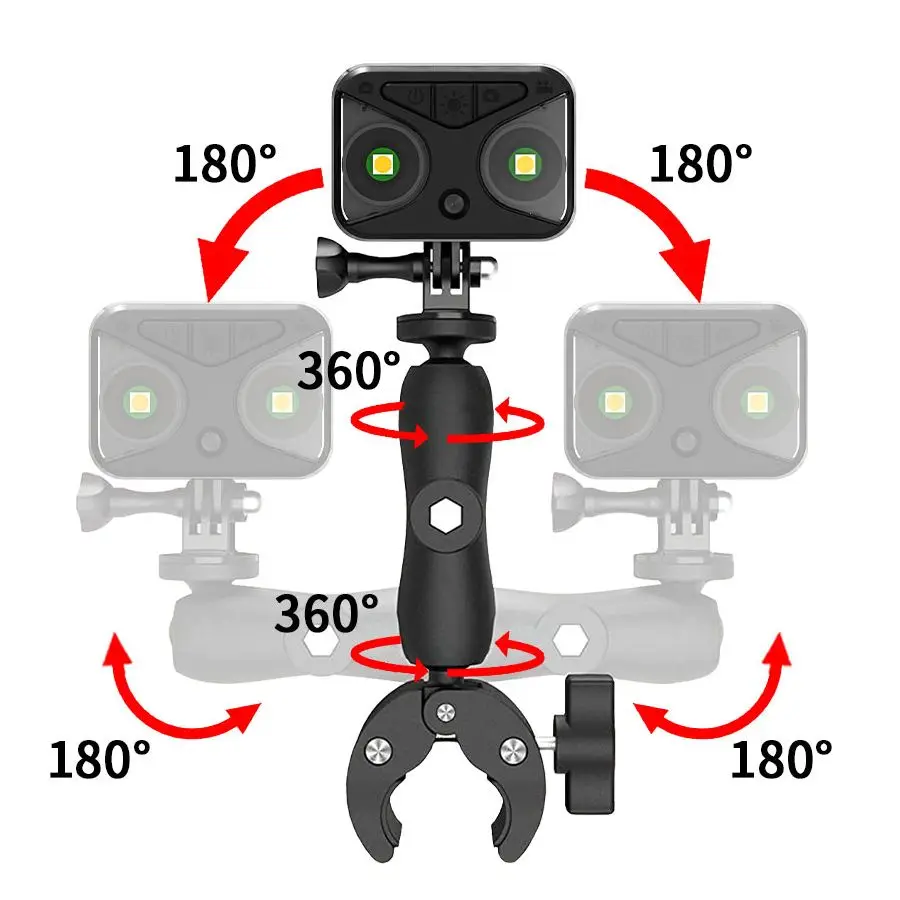 Super Clamp Action Camera Mount 360° Ballhead Magic Arm Double Ball Head Adapter with Thread for Insta360 for GoPro Camera Clip