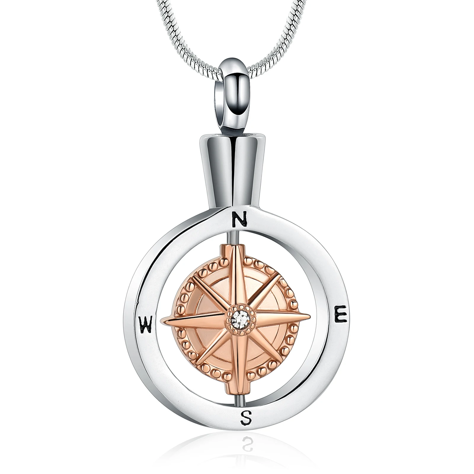 

Compass Locket Urn Necklace for Ashes Funeral Cremation Jewelry Stainless Steel Keepsake Pendant Necklace for Women Men