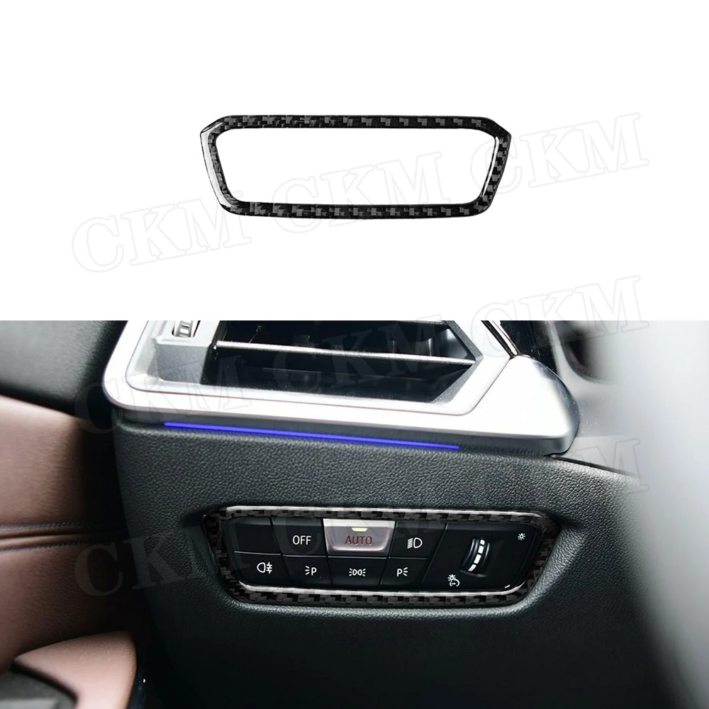 

Carbon Fiber Car Headlight Switch Buttons Decorative Frame Cover Trim Stickers For BMW 3 Series G20 G28 2019 2020