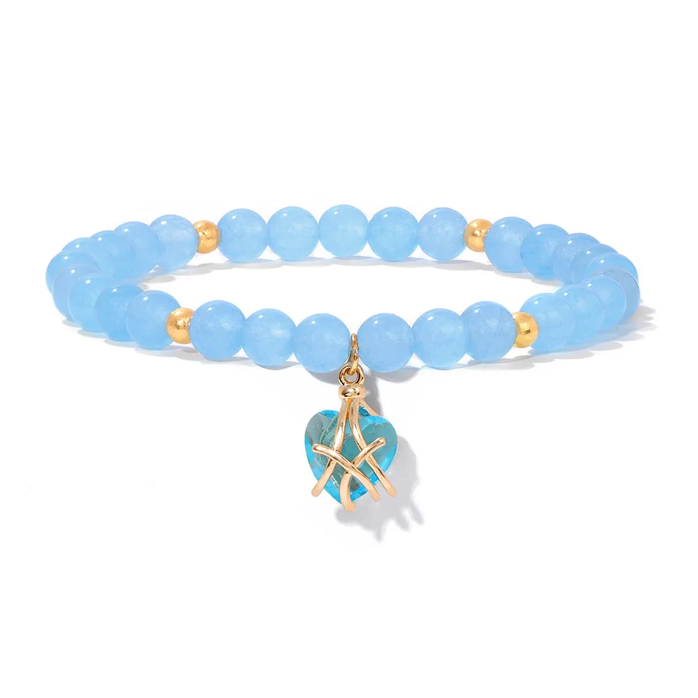 Großhandel Naturstein Rosa Rosenquarz Perlen Armband Frauen Tigerauge Katzenauge Perlen Herz Anhänger Armbänder Heilung Schmuck – Detail 11