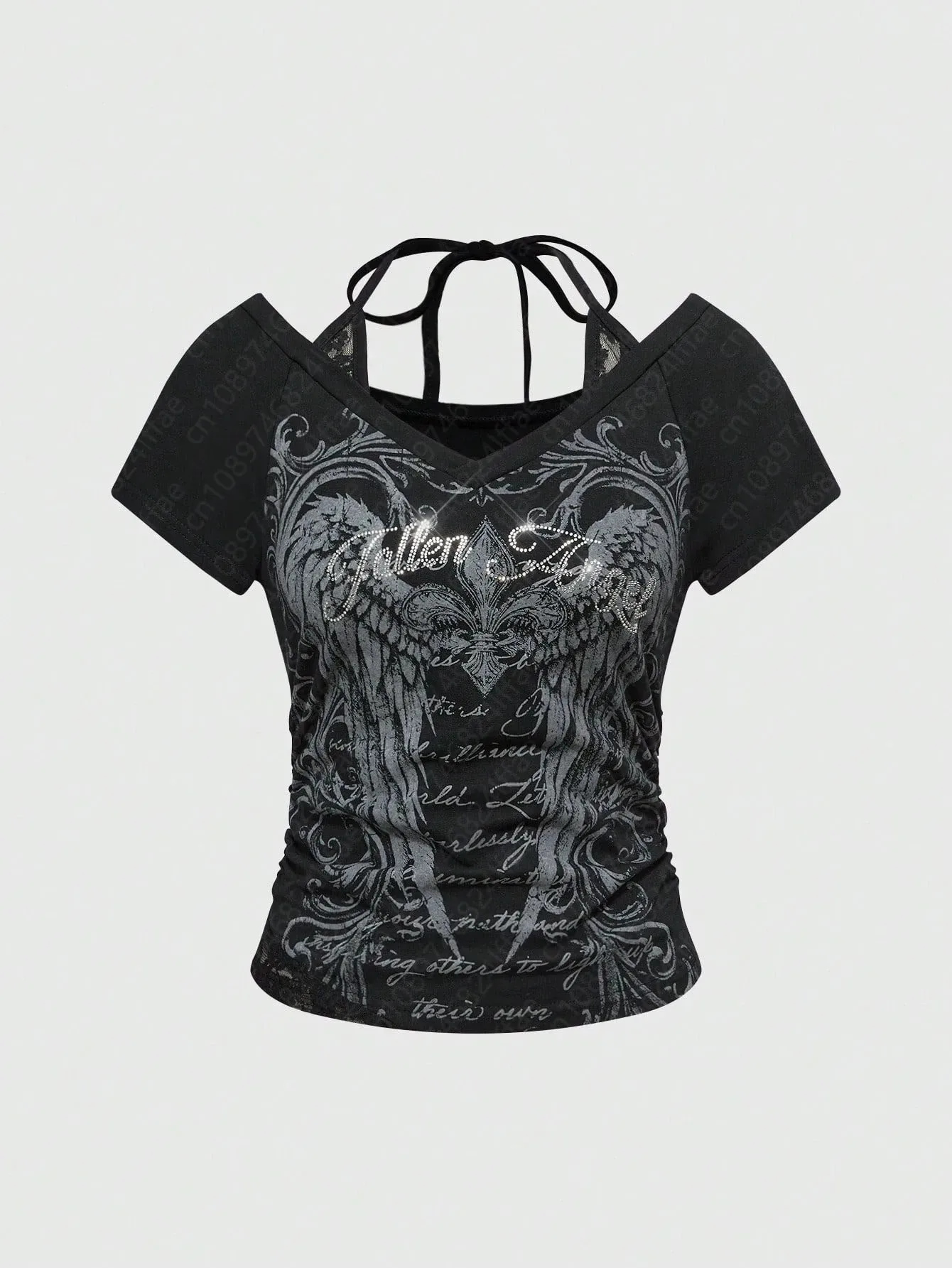 American style spring and summer new women's neck hanging short sleeved top, cool and versatile for daily use