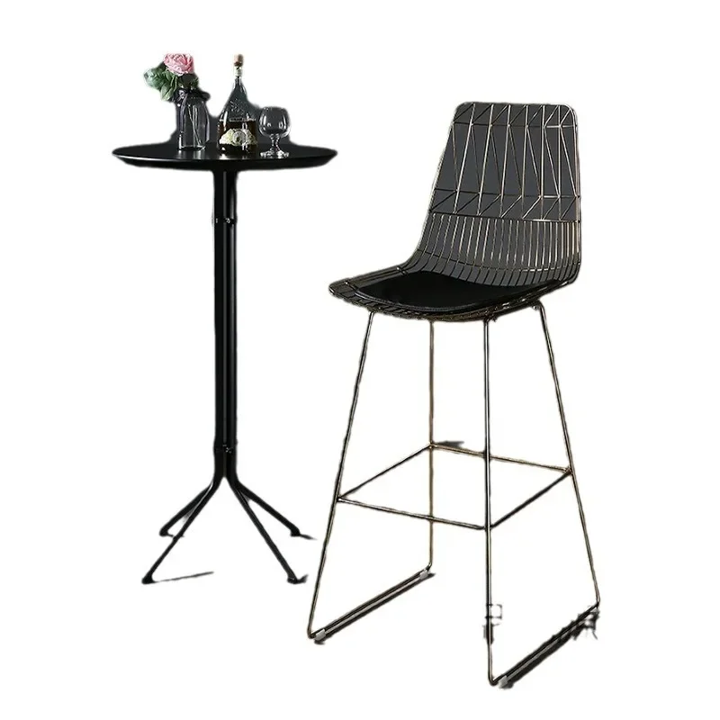 

Nordic Bar Light Luxury Bar Chair Modern Simple Cafe Milk Tea Shop High Stool Leisure Metal Chair