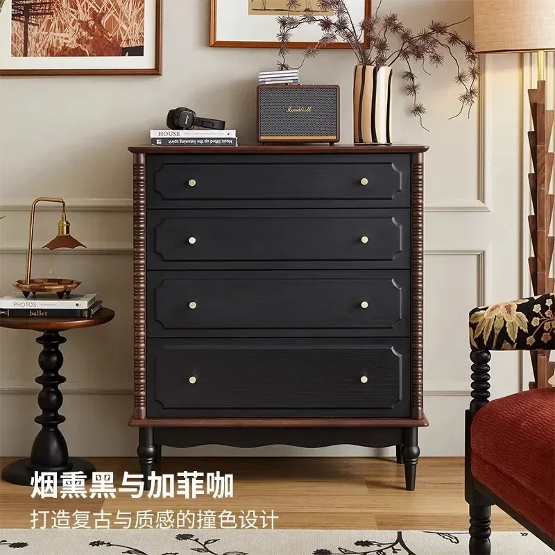 Retro Solid Wood Home Bedroom Bedside Storage Medium Antique Restaurant Side Cabinetl16