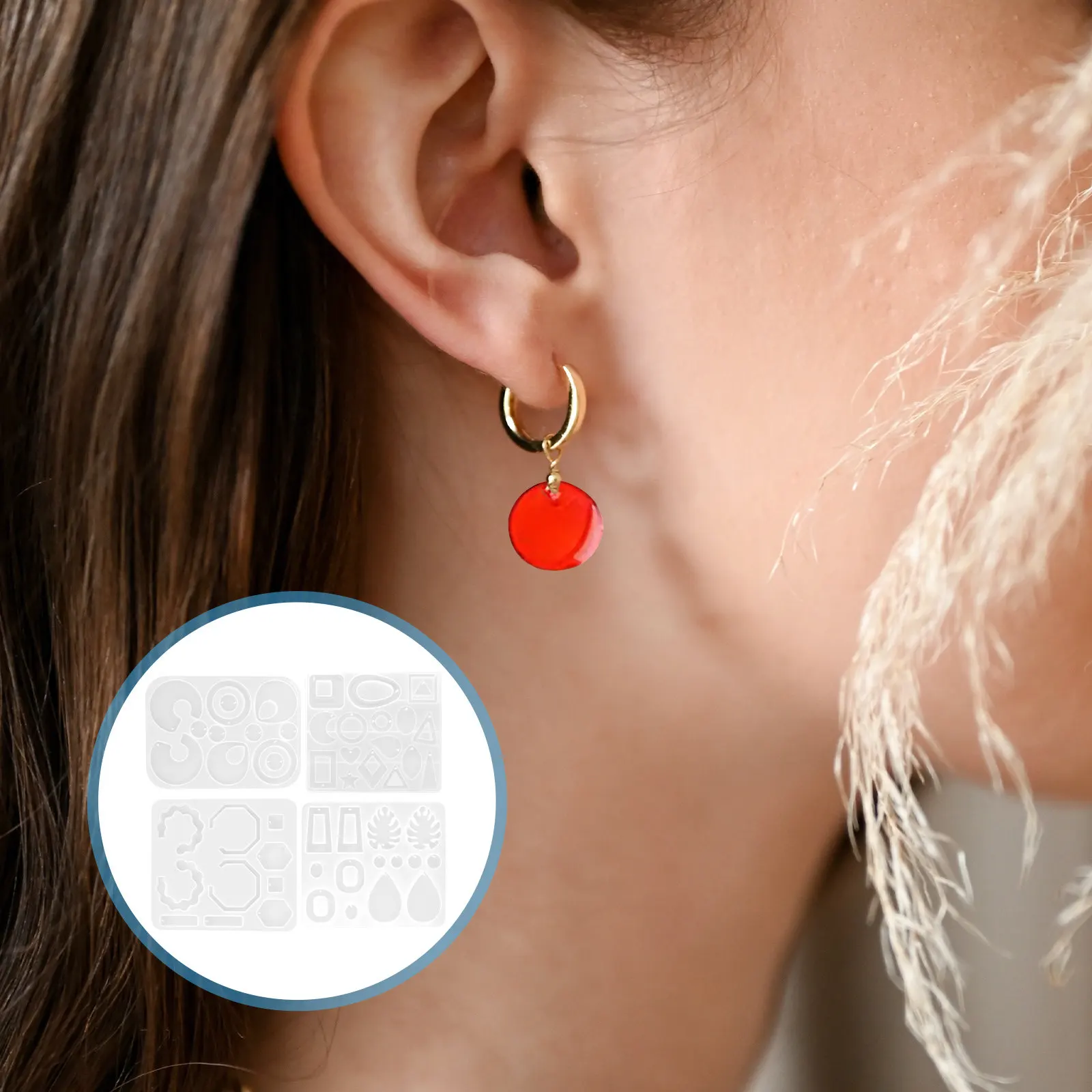 

4Pcs Silicone Pendant Mold Crystal Earring Mold Flexible Resin Jewelry Crafts DIY Molds for Handmade Charms Resin Jewelry Molds