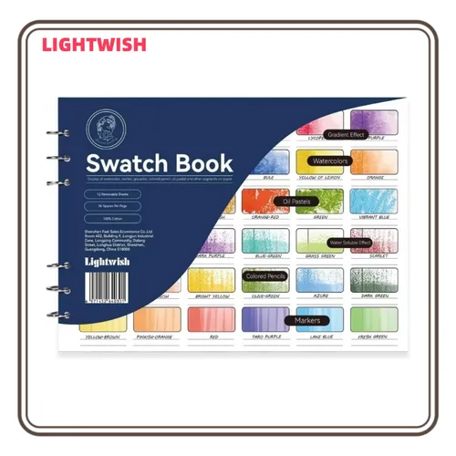 Imagen 1 del producto LIGHTWISH-libro de muestras de acuarela, 12 hojas, 100% algodón, 300gsm/140lb, diario de colores sin ácido para pasteles al óleo, acuarela Gouache