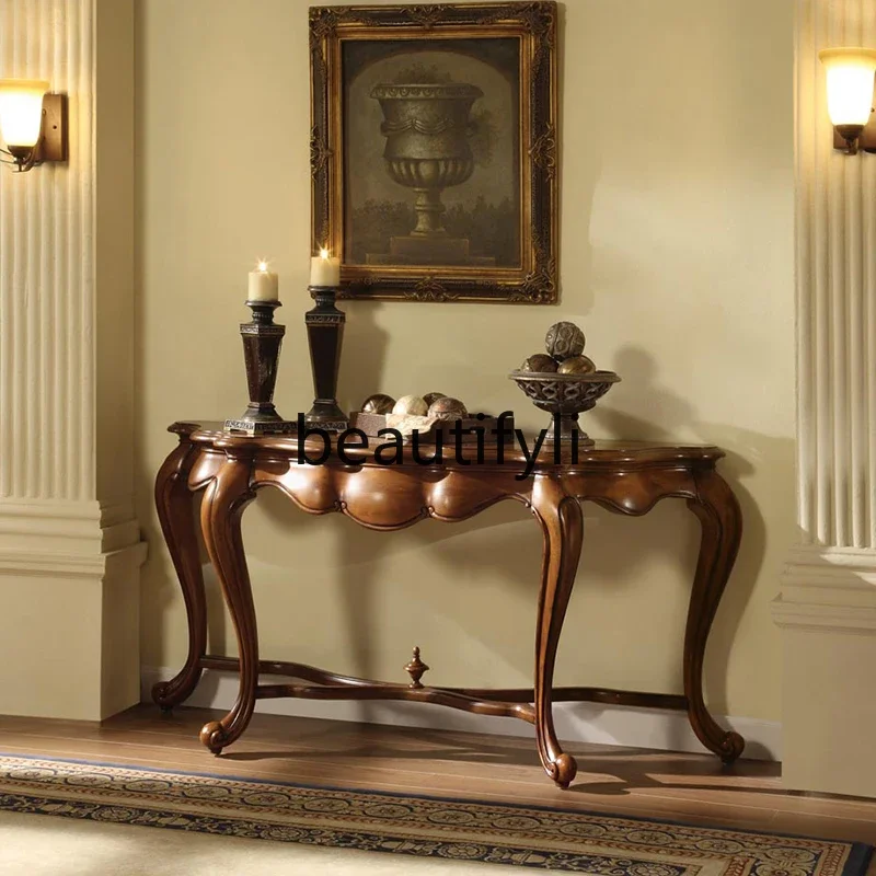 

A38 American curved entrance table for household against the wall Entrance table European style fully decorated carved sofa