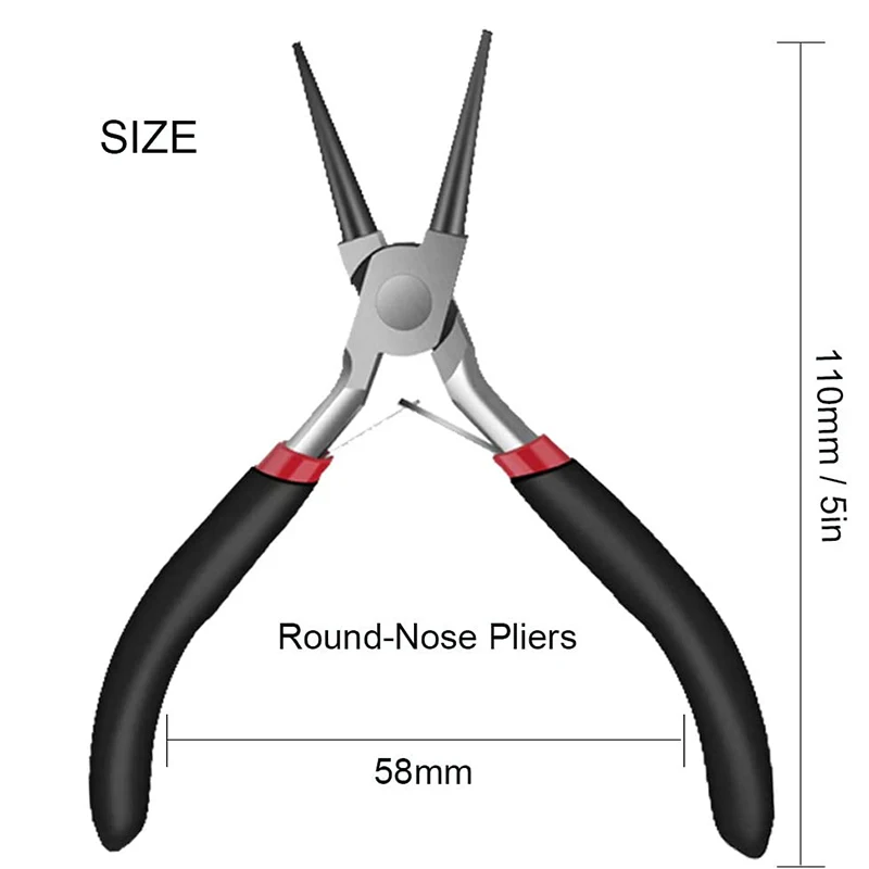 2Pack Bent Chain Nose Pliers and Round Nose Pliers for Crafting and Repair, Jewelry Making Supplies