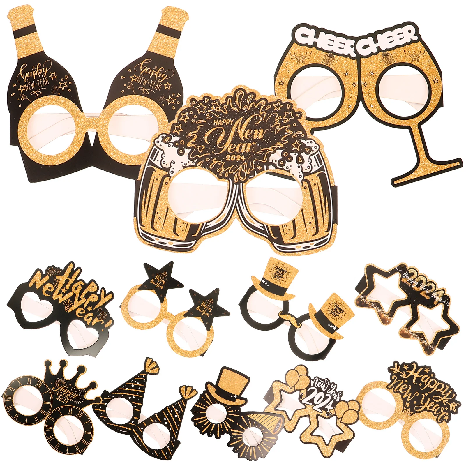 

12Pcs New Year 2024 Paper Party Glasses Funny Eyeglasses Props Photo Party Supplies Eyewear New Year Paper Glasses