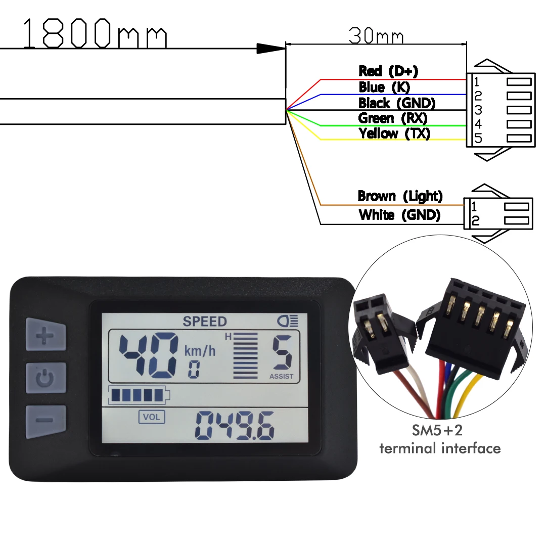 UART 2-multifunctioneel LCD-scherm Elektrische fietsdisplay Computer Fiets Regendicht Snelheidsmeter Kilometerteller Fietsen Waterdicht