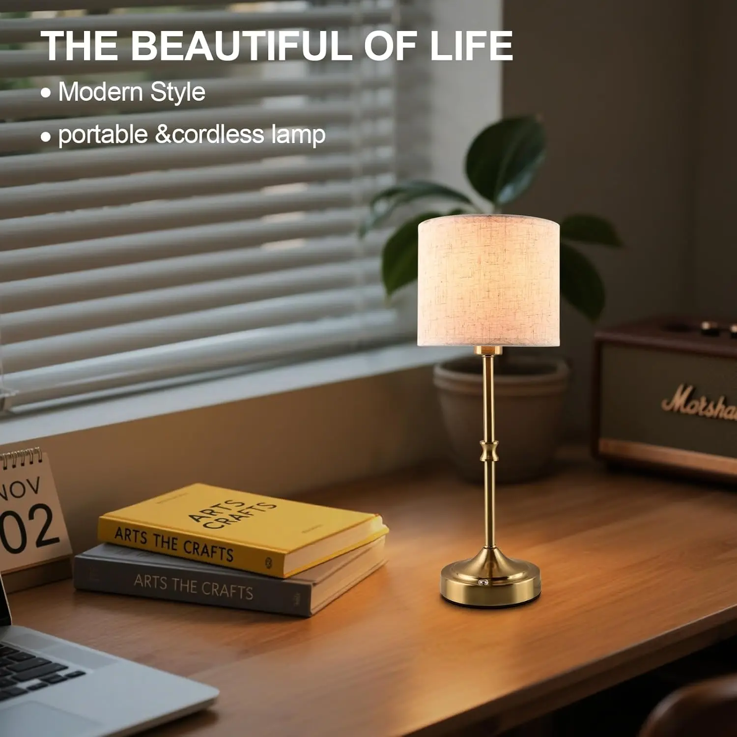 مصابيح طاولة لاسلكية مصباح بطارية قابلة للشحن مع مصابيح بجانب السرير من القماش قابلة للتعتيم مكونة من 3 مستويات لغرفة النوم وغرفة المعيشة