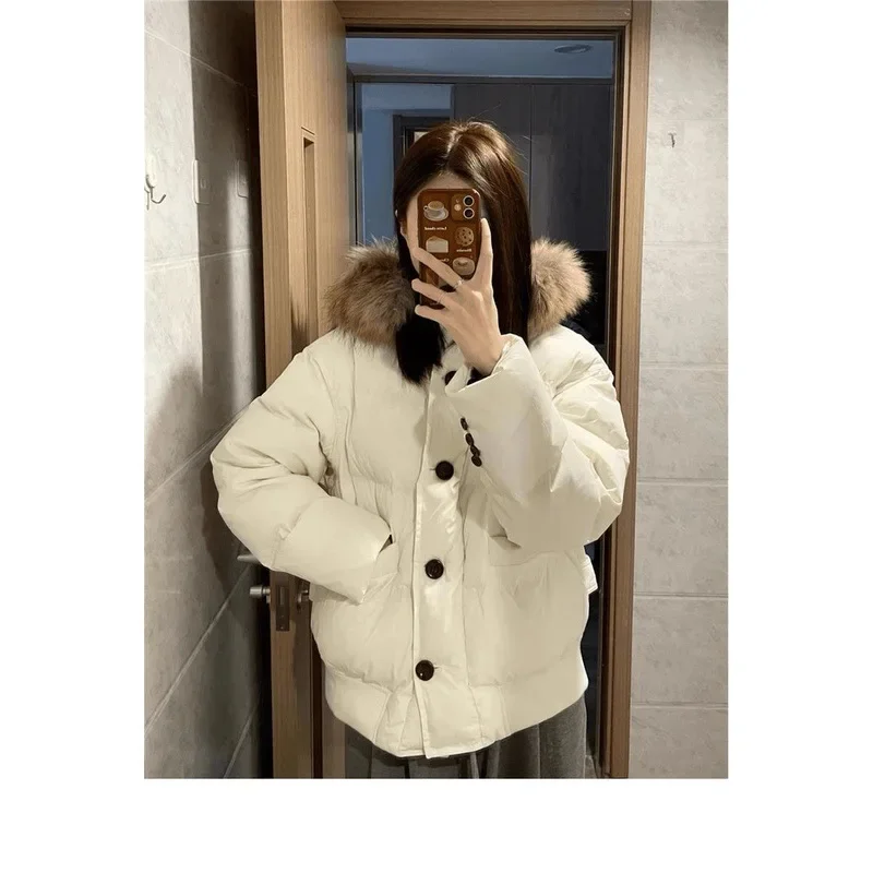 Short Hooded Cotton Jacket for Women in Winter with Cotton Added  Beautiful Cotton Jacket with High  Feel and Thick Bread Jacket