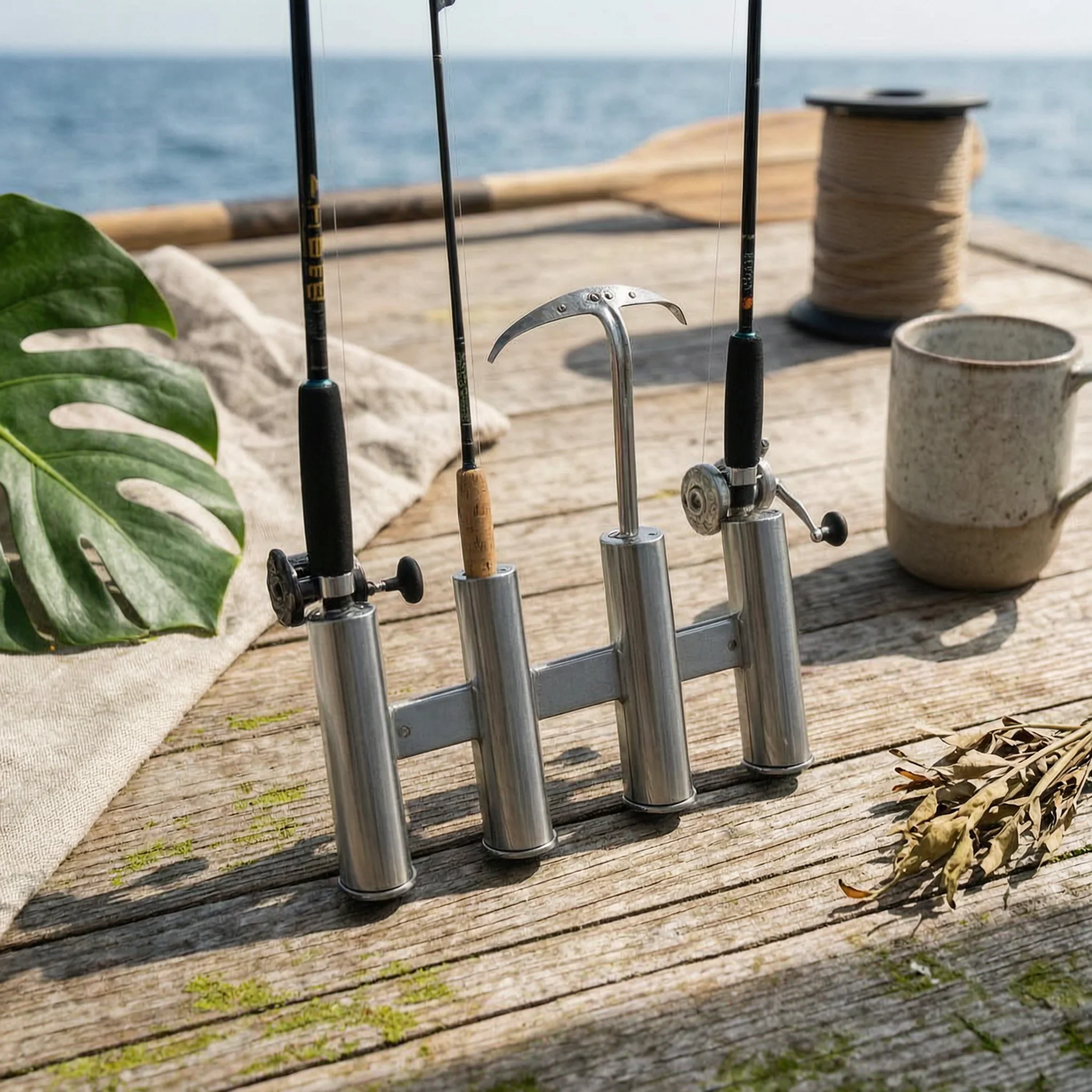 

4 Tube Rod Holder Rust Resistant Stainless Steel Rod Holder Marine Gear Heavy Duty Saltwater Friendly for Anglers, Trolling