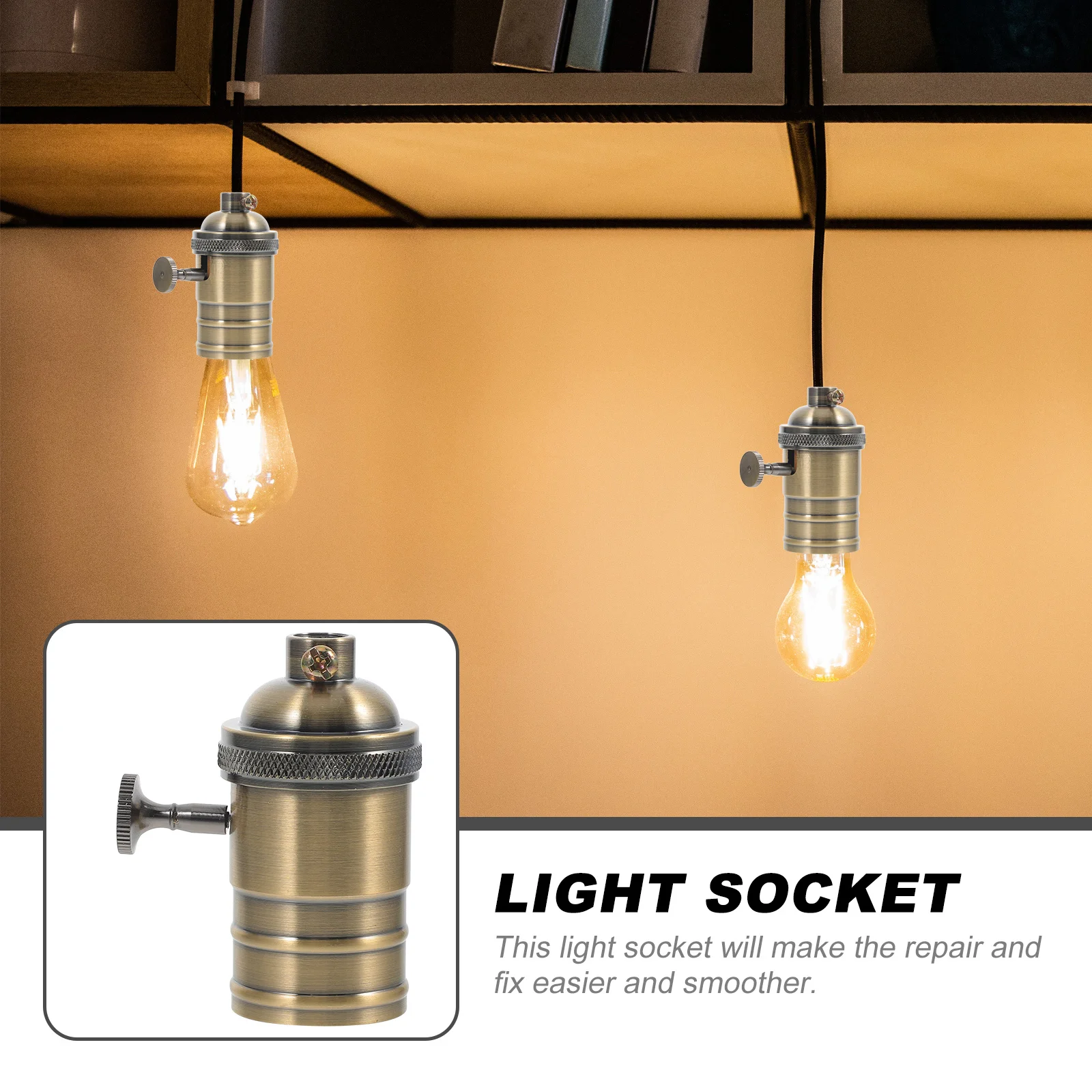 

E26 E27 Lamp Socket Metal Base Vintage Bulb Holder Easy Install Repair Lighting Fixtures 3 Way Lamp Socket Replacement