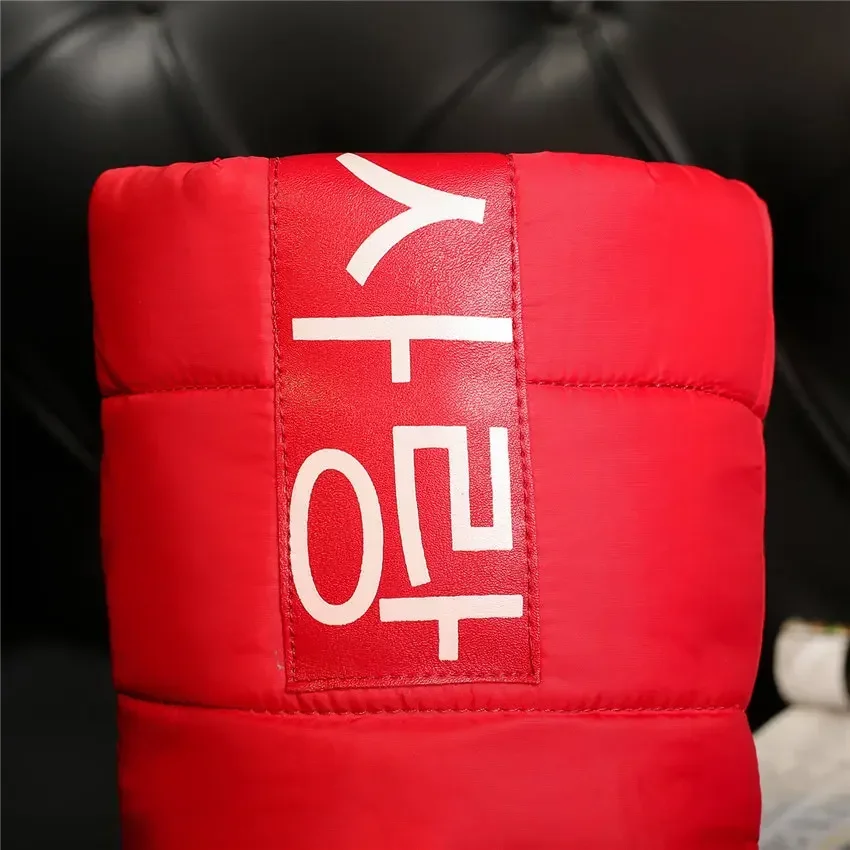 Winter Warm Plush Women Snow Boots Platform Wedge Heel Round Toe Red White Down Casual Outdoor Ladies Slip-on Fur Mid-calf Boots