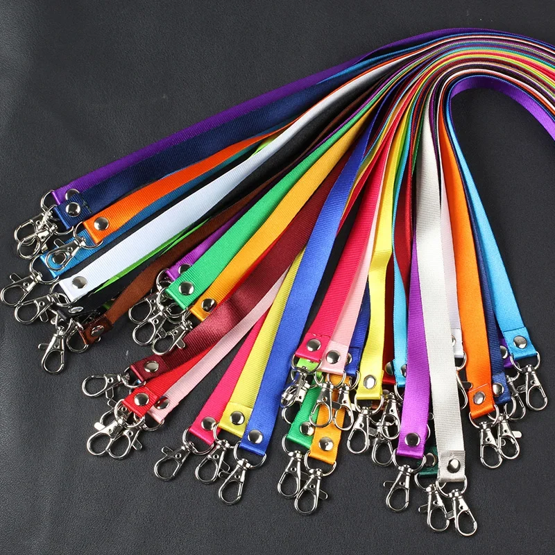 1Pcs Thicken Pure Color Lanyards Safety Hanging Neck Strap Lanyard For Mobile Phone ID Name Badge Holder Keys Metal Ring