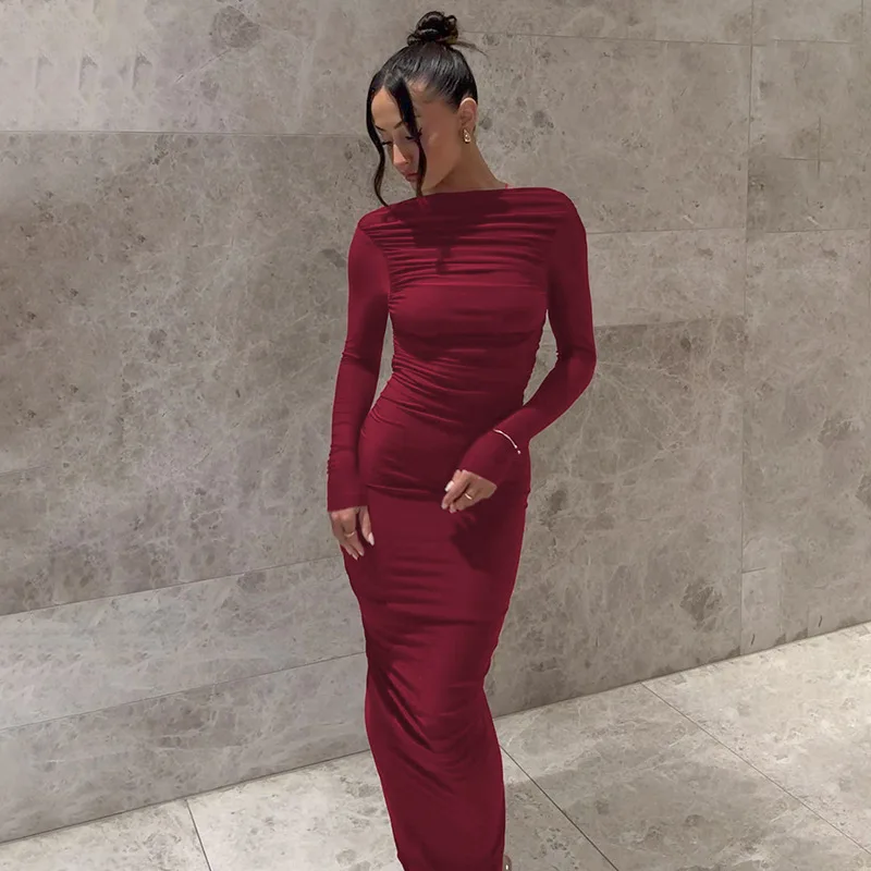 

Hot-selling women's clothing 2025 autumn and winter new products fashion sexy backless slim long-sleeved dress women's wholesale
