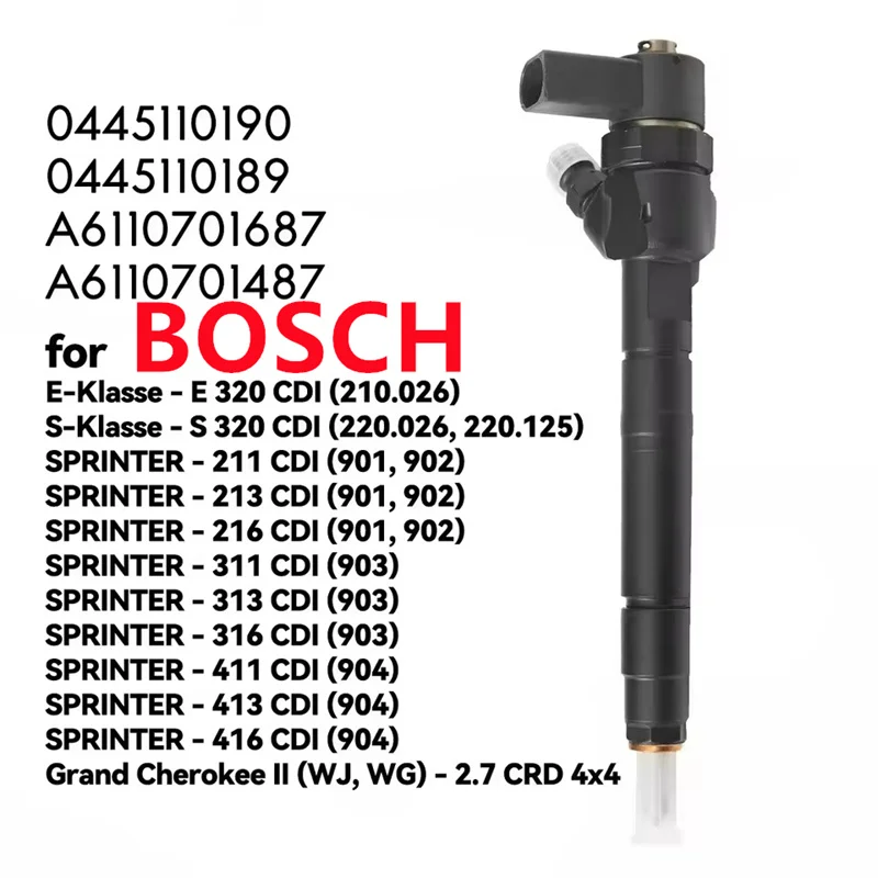 Diesel Fuel Injector for Mercedes Benz Sprinter A6110701687 0445110190 0445110189 Sprinter 2.2 2.7 CDI Jeep Grand Cherokee New