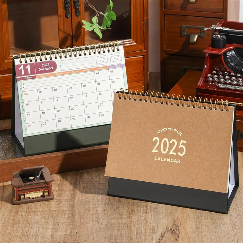

GW-Small Desk Calendar Stand Up Flip Desk Calendar - Coil Bound Monthly Desk Calendar For Home Office