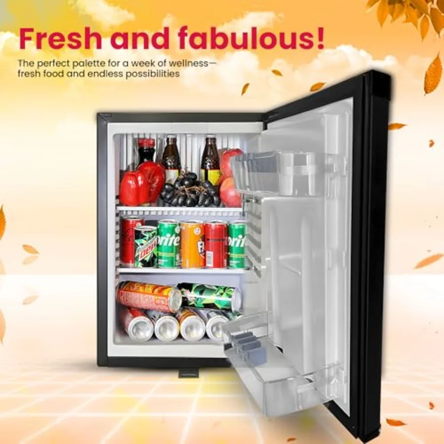 1.4 cu.ft Compact Auto Defrost 120V/12V Mini Fridge with No Noise Absorption Locking Feature in Black for RV Camping Dorm Offic