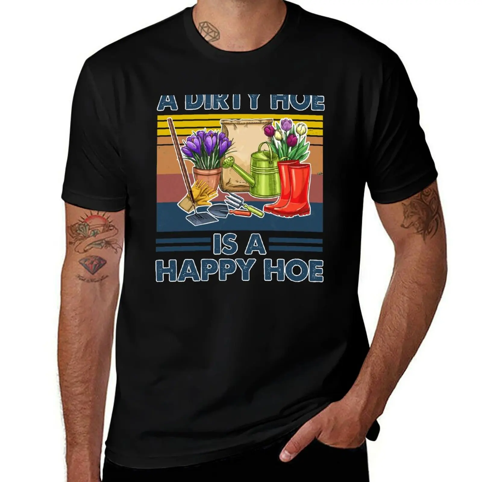 

A Dirty Hoe is A Happy Hoe Garden T-Shirt Basic Solid Color Casual Tee Shirt