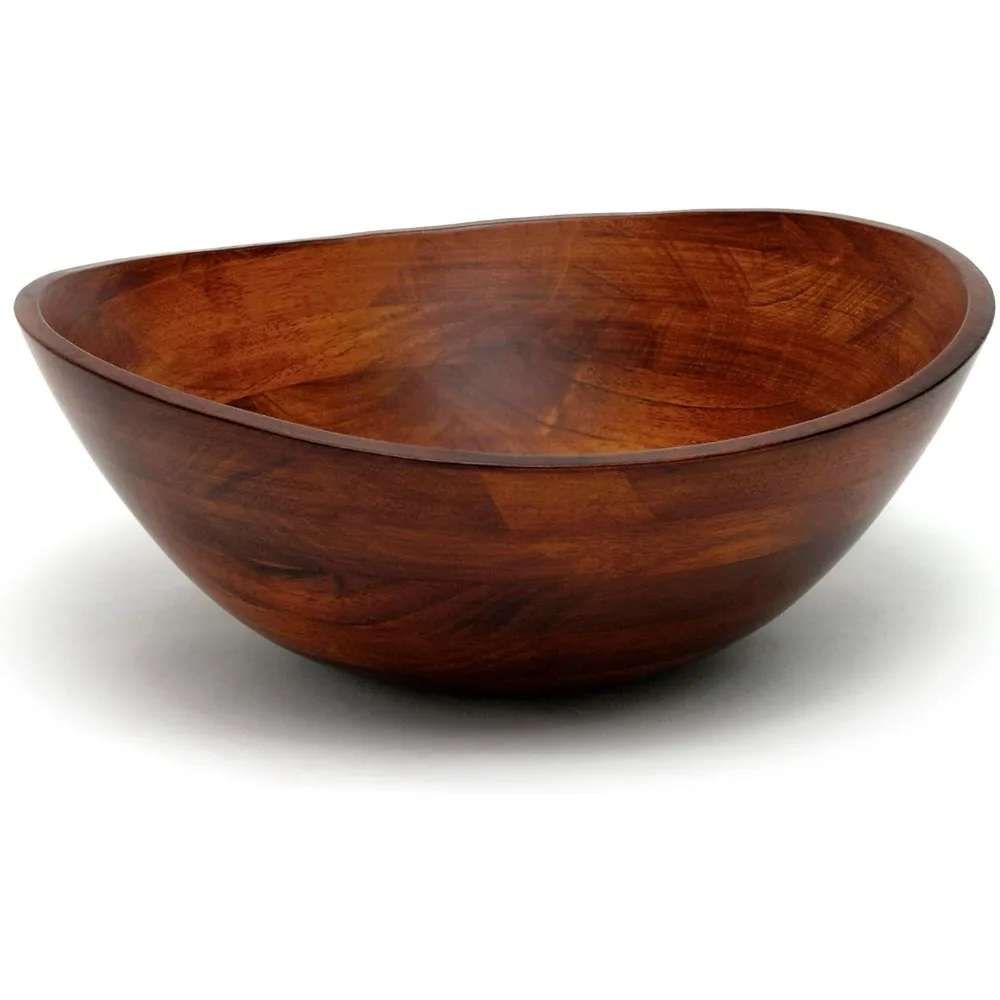 

Large Cherry Wavy Rim Serving Bowl for Fruits or Salads, Matte Finish, 13" x 12.5" x 5", Single Piece