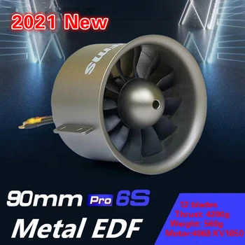 FMS 90mm 덕트 팬 제트 EDF 금속 12 블레이드, 4068 KV1850 모터 포함, 6S 엔진 파워 RC 비행기 모델 비행기 자동차 부품 옵션 