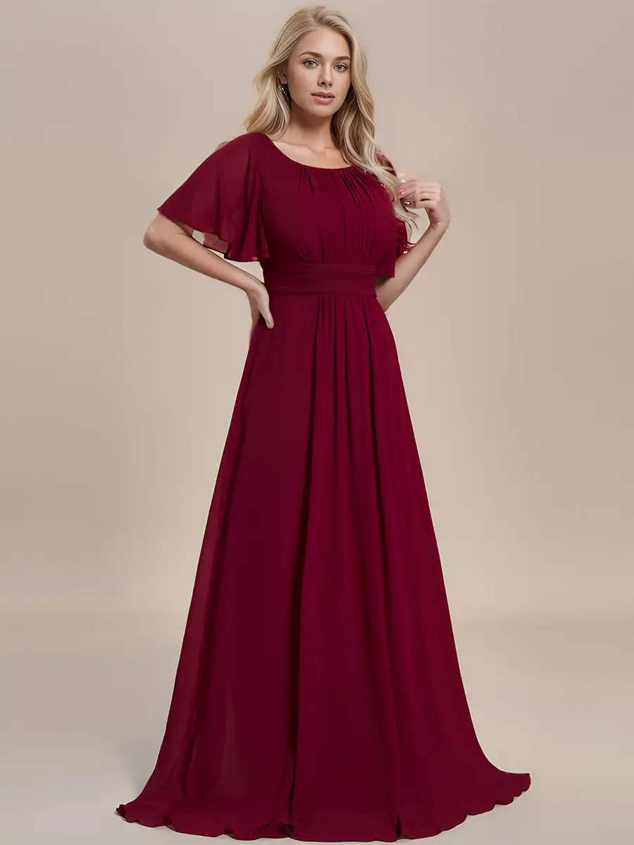 baziiingaaa-party-dress-round-neck-pleated-bridesmaid-dresses-evening-dress