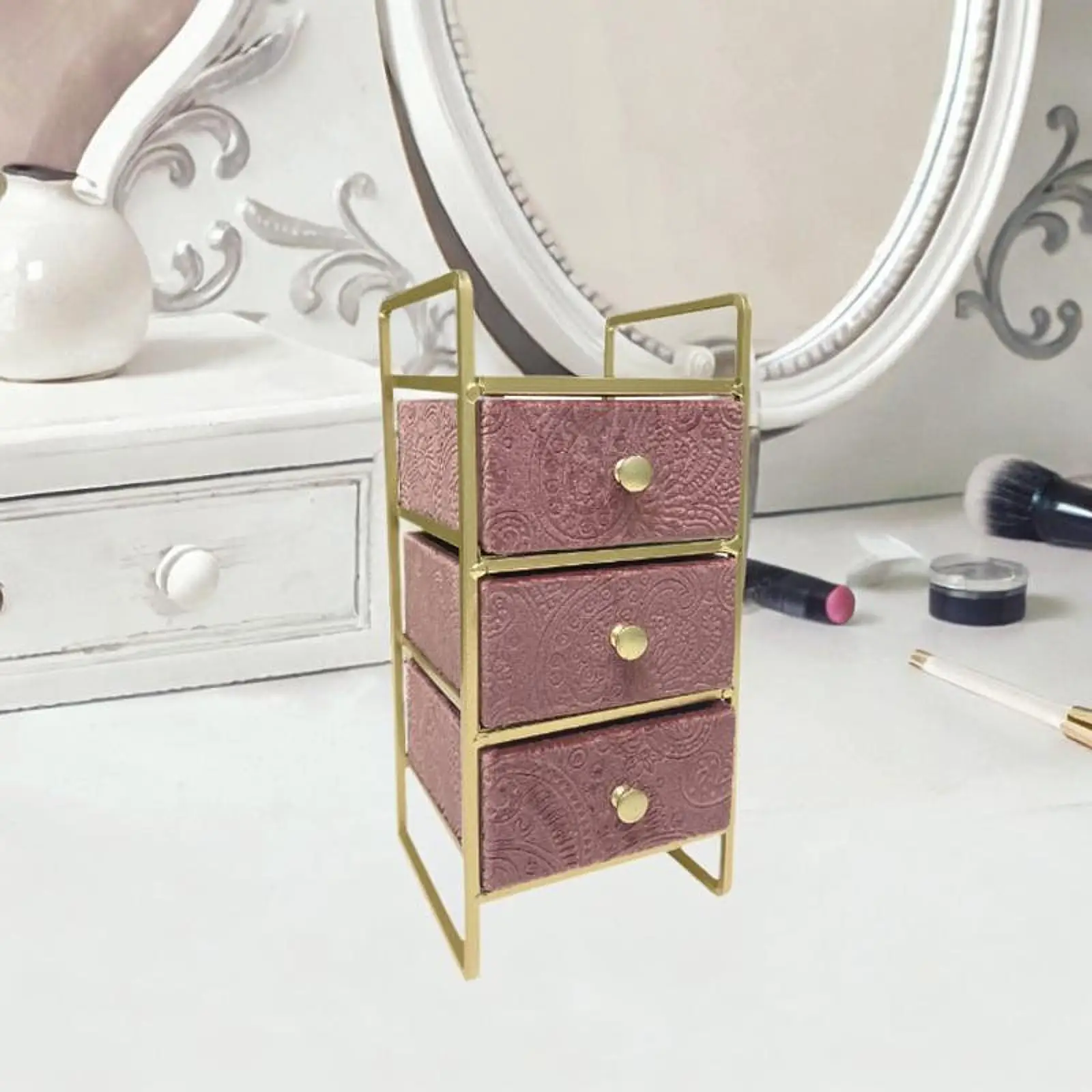 

Jewelry Box Jewelry Cabinet with 3 Drawers Jewelry Case Jewelry Holder Organizer for Rings Trinket Cufflinks for Dressing Table
