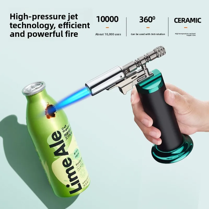 Powerful Metal Welding Gun Windproof Blue Flame Jet Torch Gas Lighter Outdoor Cigar Barbecue Cooking Kitchen Butane Refillable