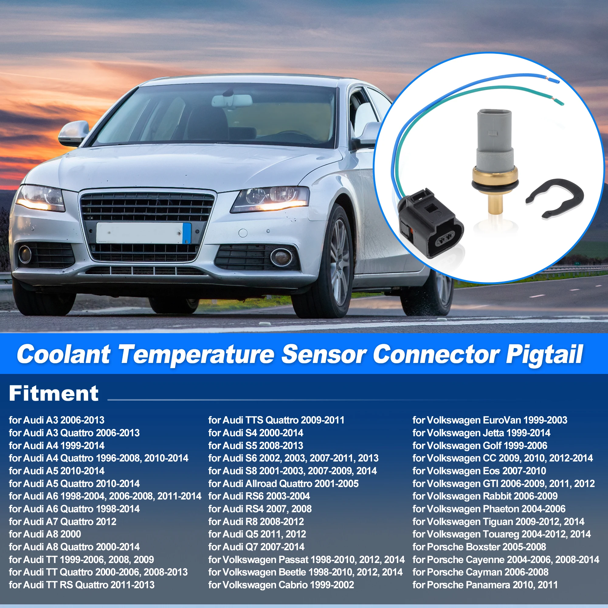 UXCELL No.06A919501 Water Coolant Temperature Sensor W/Connector Harness Pigtail for VW Passat Beetle for Porsche