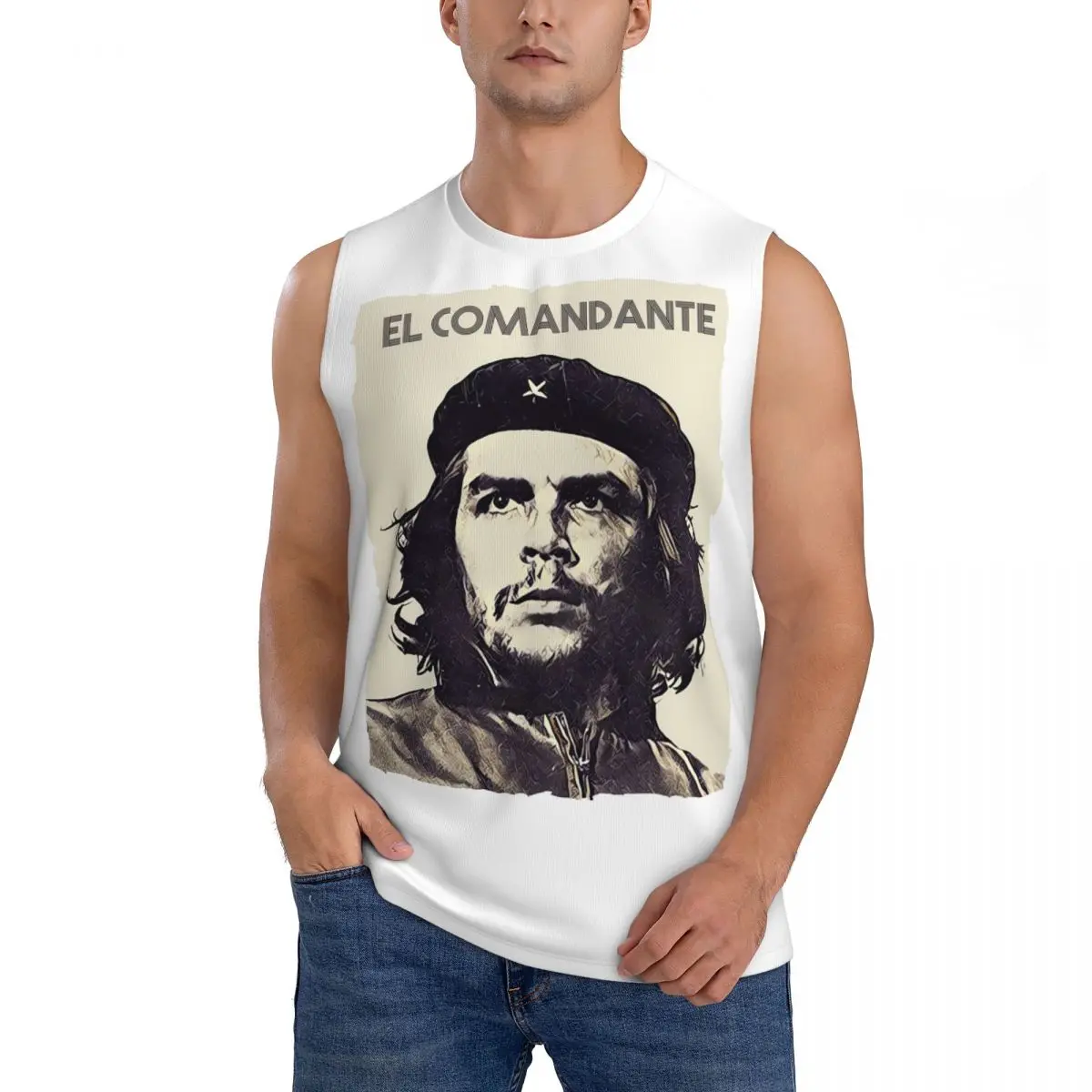 Che Guevara As El Comandante Of Cuba Men Sleeveless Tank Tops Quick Dry Breathable Gym Fitness Running Summer Casual Sport Vest