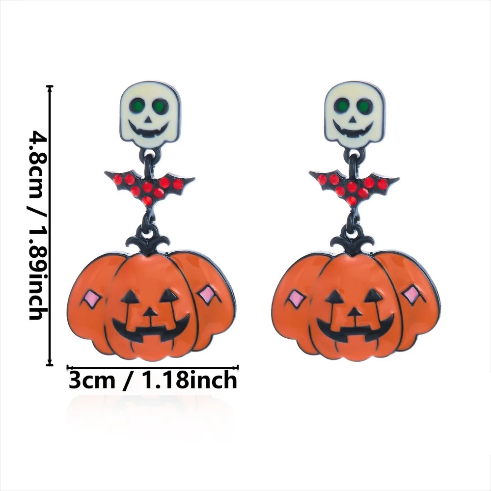 Alloy Material Halloween Earrings Long Tassel Design Dripping Oil Effect Ghost Drop Earrings Spider Drop Earrings