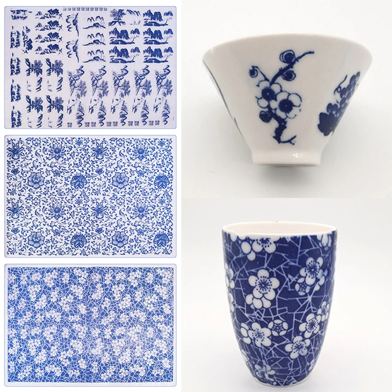 1Pc ceramika Art ceramika glina Transfer papieru glazura Underglaze kolorowy kwiat papieru wysokiej temperatury DIY ceramiczne naklejka papier