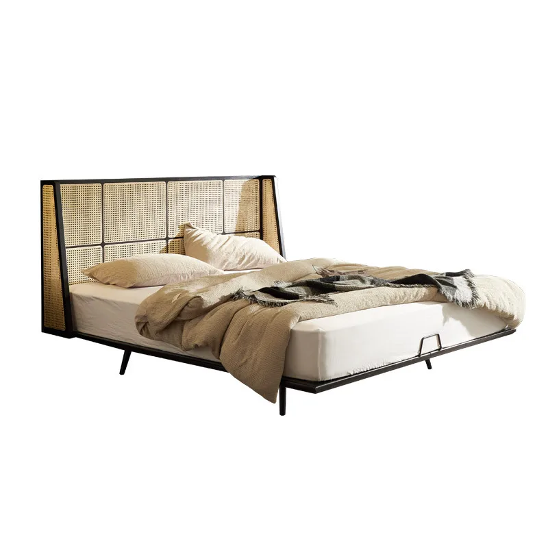 

Подвеска из ротанга, средневековая главная спальня, отель B & B, ваби, подвесной ремень, датчик света, двуспальная кровать из массива дерева