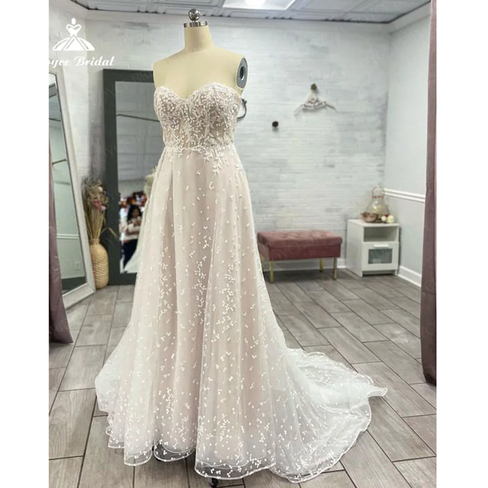 Vestido de novia con escote Corazón, manga vestidos elegantes para las mujeres, 2023 apliques, encaje, tul, tren de corte