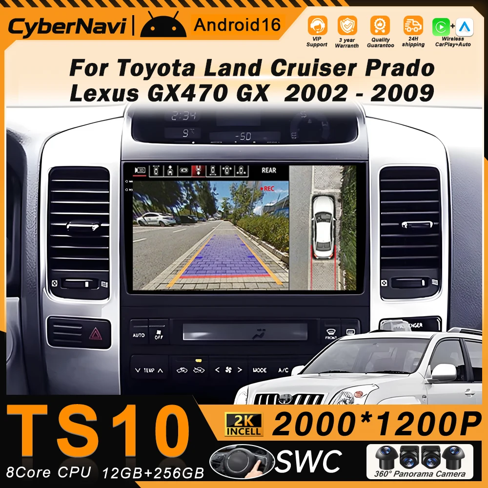 Android Car Radio For Toyota Land Cruiser Prado 120 3 III For Lexus GX470 GX 470 J120 2002-2009 2 Din Multimedia Video Player BT