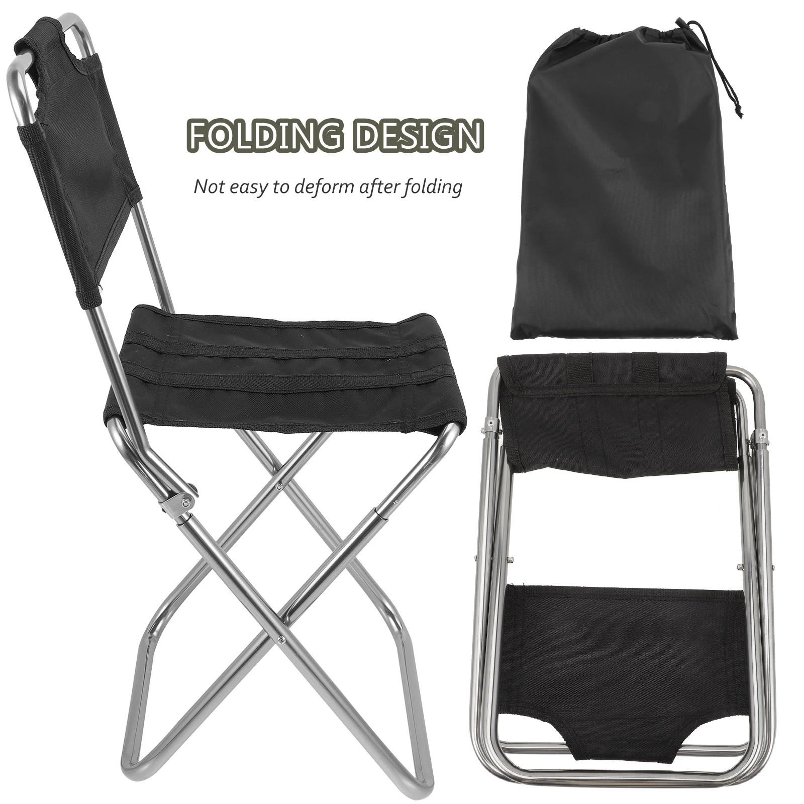 

Folding Chair Portable Stool Camping Fishing Chairs Accessories Lightweight Sturdy Material Large Capacity Outdoor