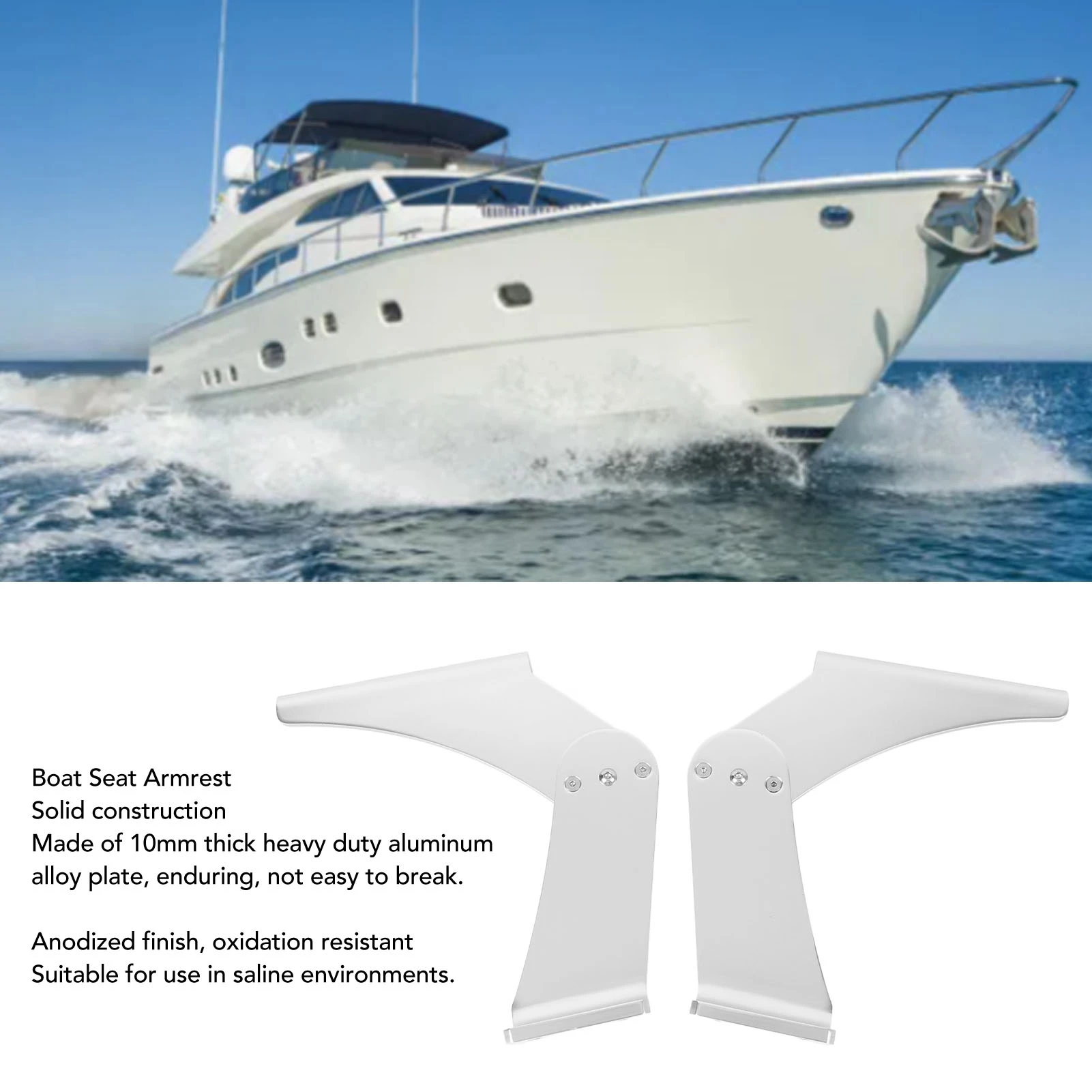 보트 시트 팔걸이 1쌍, 헤비 듀티 알루미늄 합금, 60도 조절 가능 접이식 팔걸이, 해양 요트용 범용