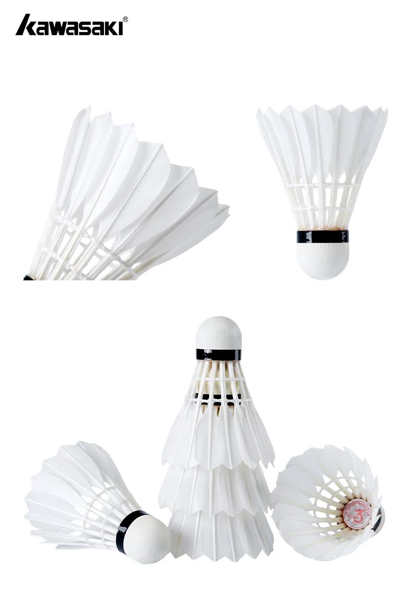 Kawasaki Federbälle für Badminton Weiße Gänsefeder Präzise Landung Federball Geeignet für Fortgeschrittenes Training & Wettkämpfe – Detail 14