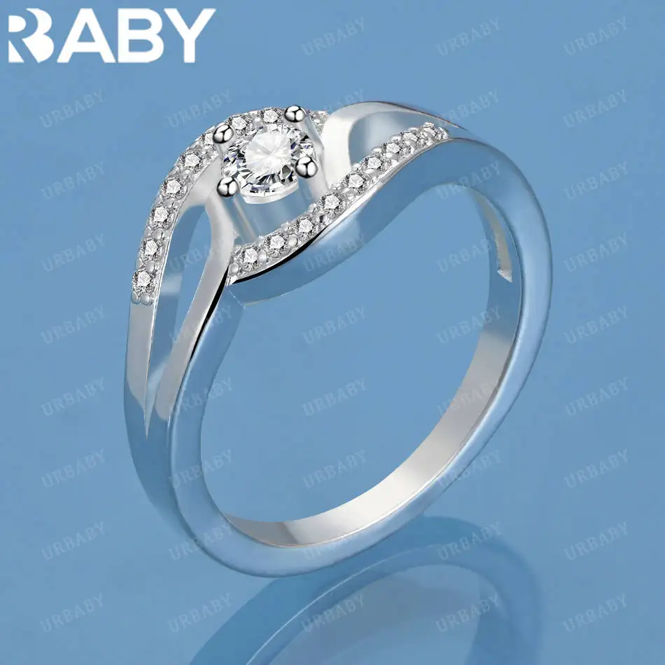 

URBABY 925 Sterling Silver Size 7-10 Contract Zircons Ring For Women Grace Jewelry Trend Fashionable Birthday Party Gifts