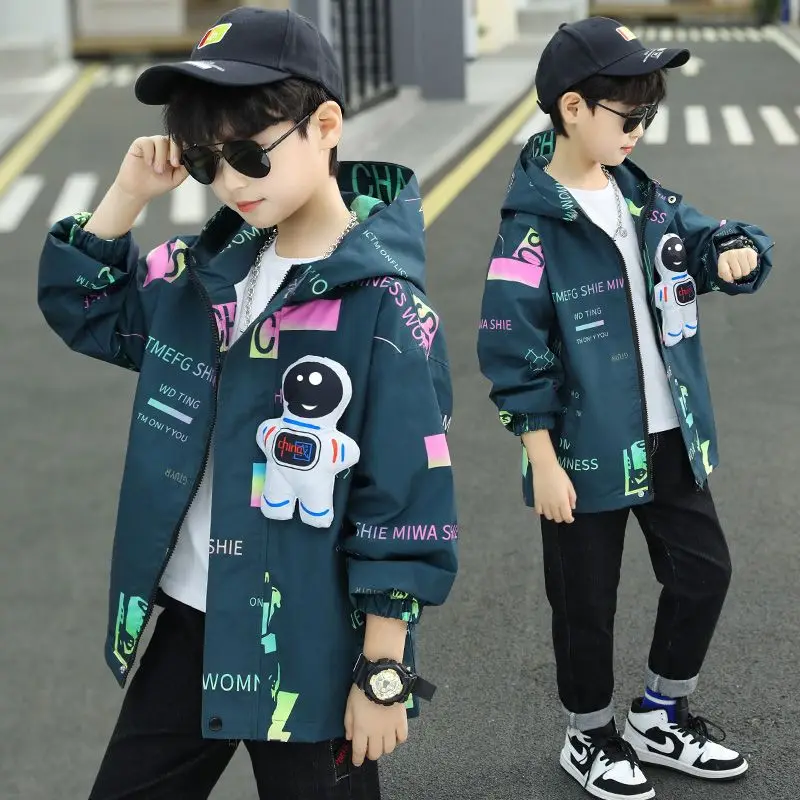 

Куртка для больших мальчиков, хлопковая верхняя одежда, пальто 2025, простая спортивная и повседневная весенне-осенняя Подарочная верхняя одежда для подростков, детская одежда