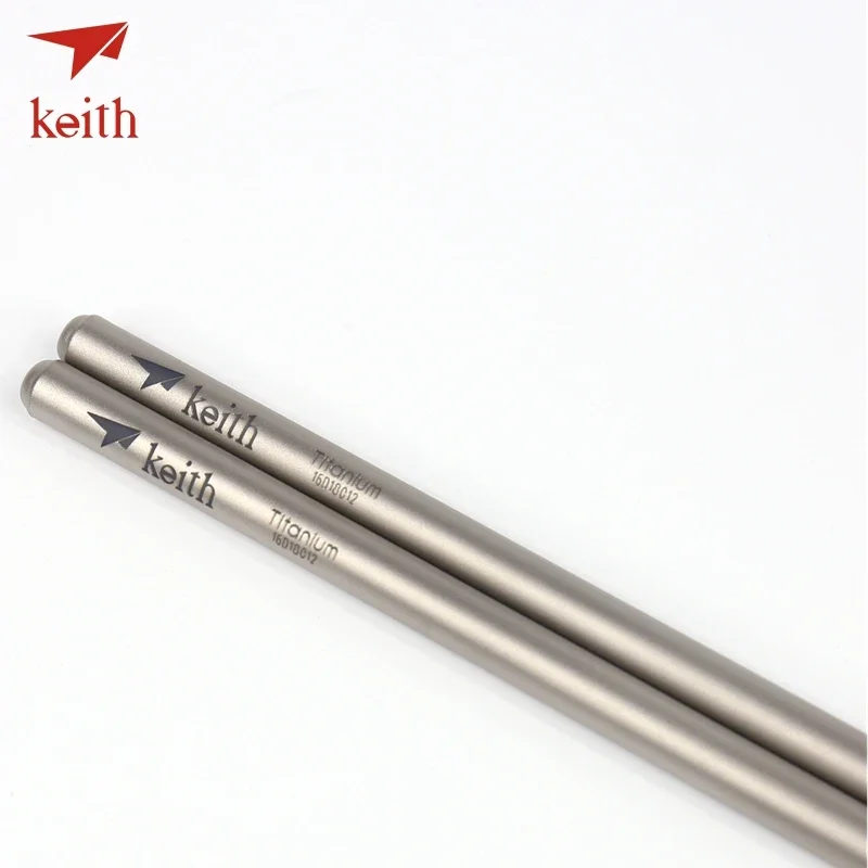 Keith Titanium round Chopsticks Lightweight Food Sticks for Outdoor Travel Camping Picnic Hiking - Durable Tableware Ti5620