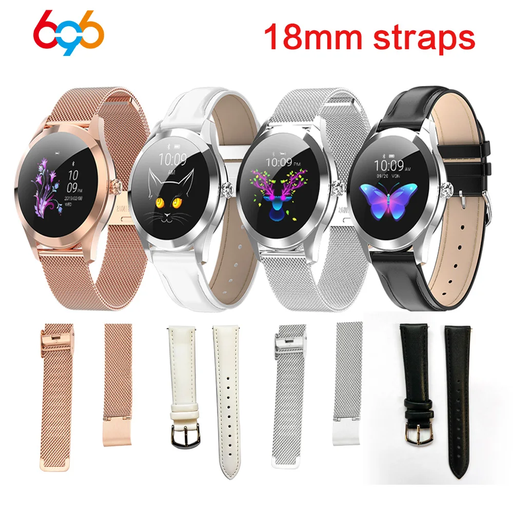 Original QW23สมาร์ทนาฬิกาผู้หญิงสแตนเลส/หนังสำหรับ KW20 KW10 PRO LW10 NY12 NY13 LW20 18มม.