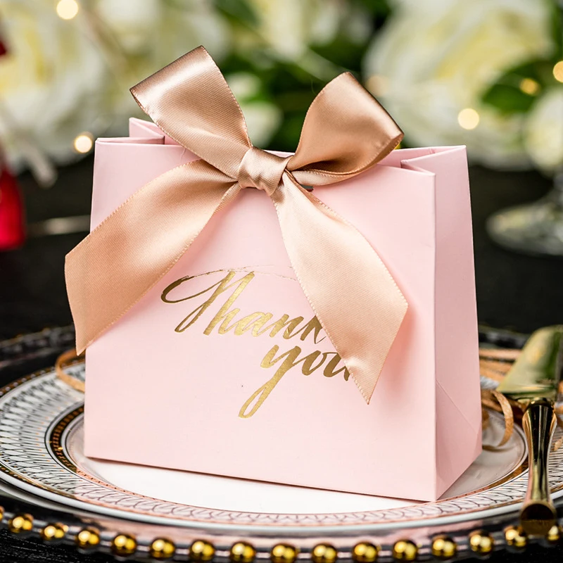 

10Pcs Wedding Favors Boxes Candy Gift Boxes with Creative Ribbon Rectangle Paper Sweets Box for Engagement Party Anniverary