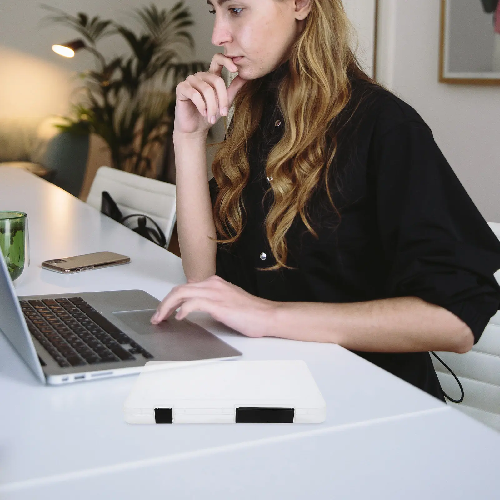 

A5 Clear Plastic Document Organizer Box Thin Black Button Closure Portable Office Paper Storage Box Document Storage Organizer