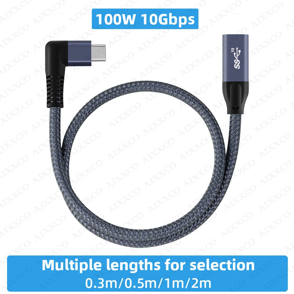 AIXXCO 10Gbps USB C Extension Cable USB 3.1 Type C Extend Fast Charging Cable 100W for Switch MacBook Pro Samsung S10